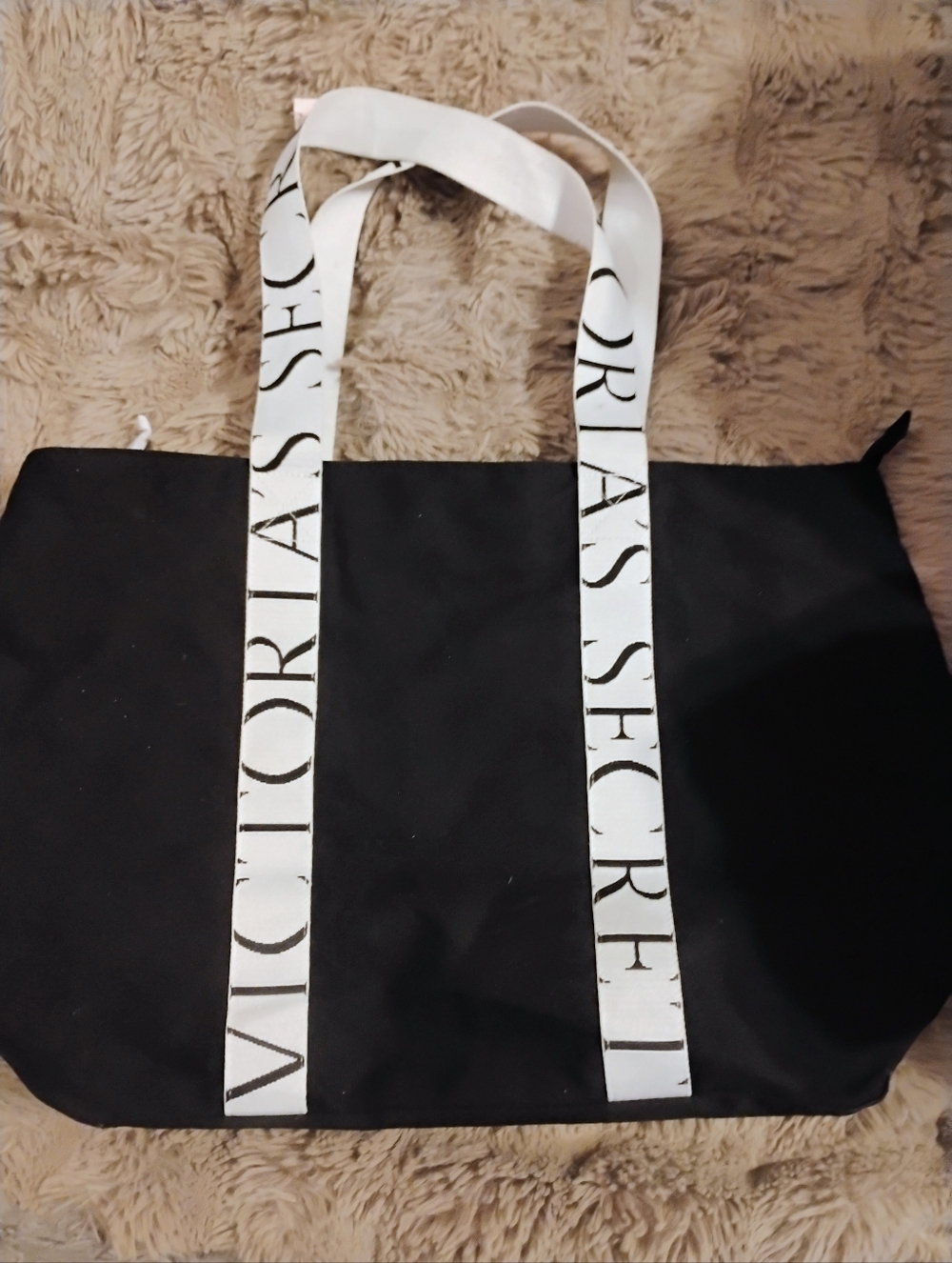 Victoria Secret Black And White Canvas Tote Bag